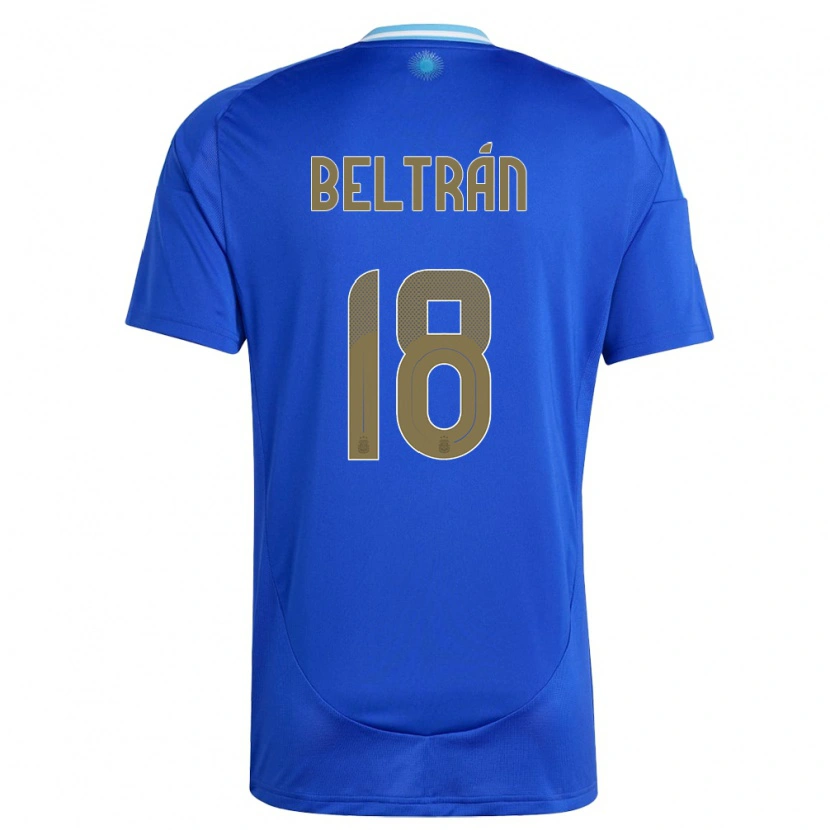 Danxen Mujer Camiseta Argentina Lucas Beltrán #18 Azul 2ª Equipación 24-26 La Camisa