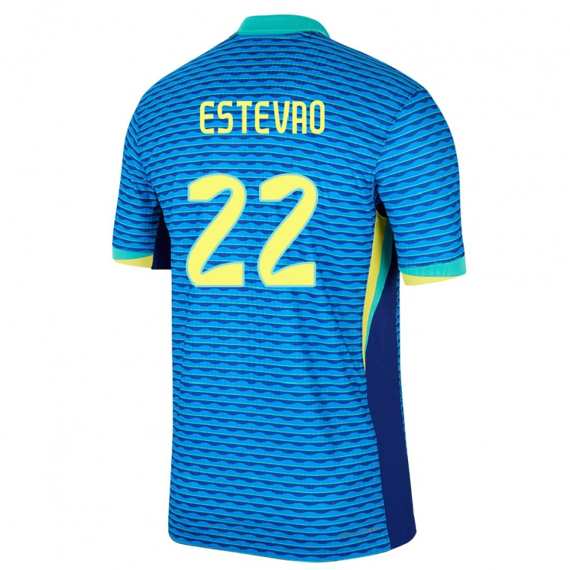 Danxen Mujer Camiseta Brasil Estêvão #22 Azul 2ª Equipación 24-26 La Camisa