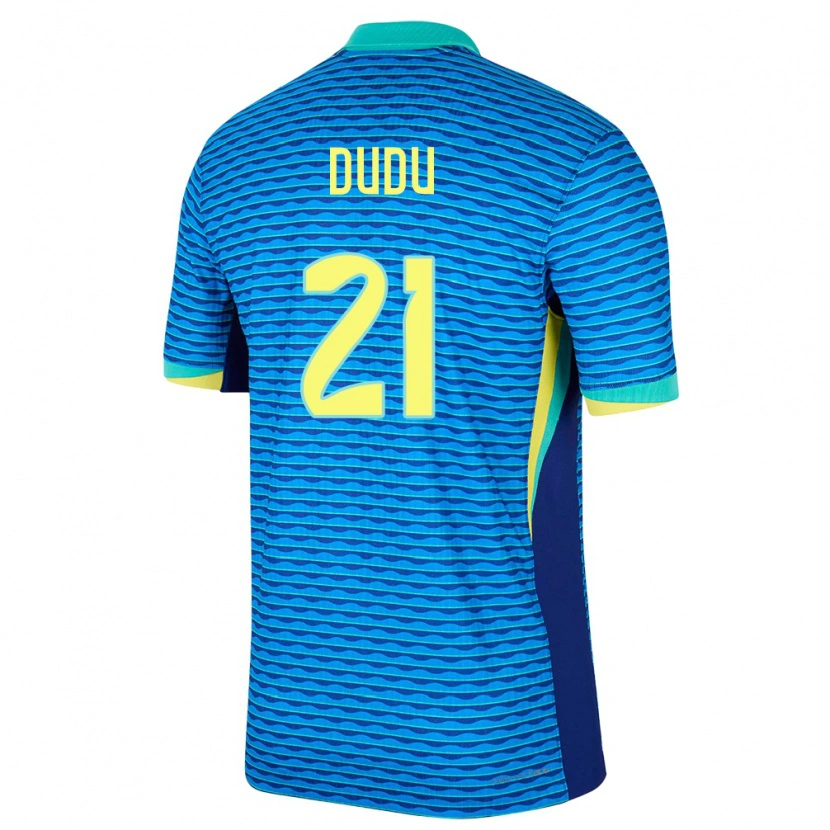 Danxen Mujer Camiseta Brasil Dudu #21 Azul 2ª Equipación 24-26 La Camisa