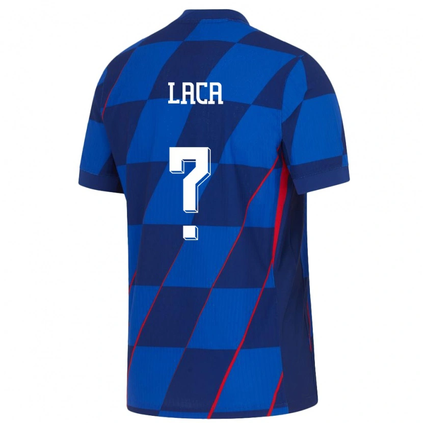 Danxen Mujer Camiseta Croacia Ivan Laca #0 Azul 2ª Equipación 24-26 La Camisa