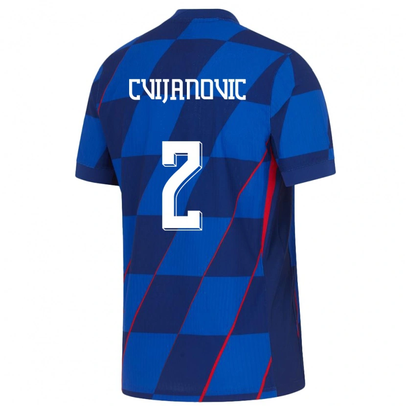 Danxen Mujer Camiseta Croacia Ivan Cvijanovic #2 Azul 2ª Equipación 24-26 La Camisa