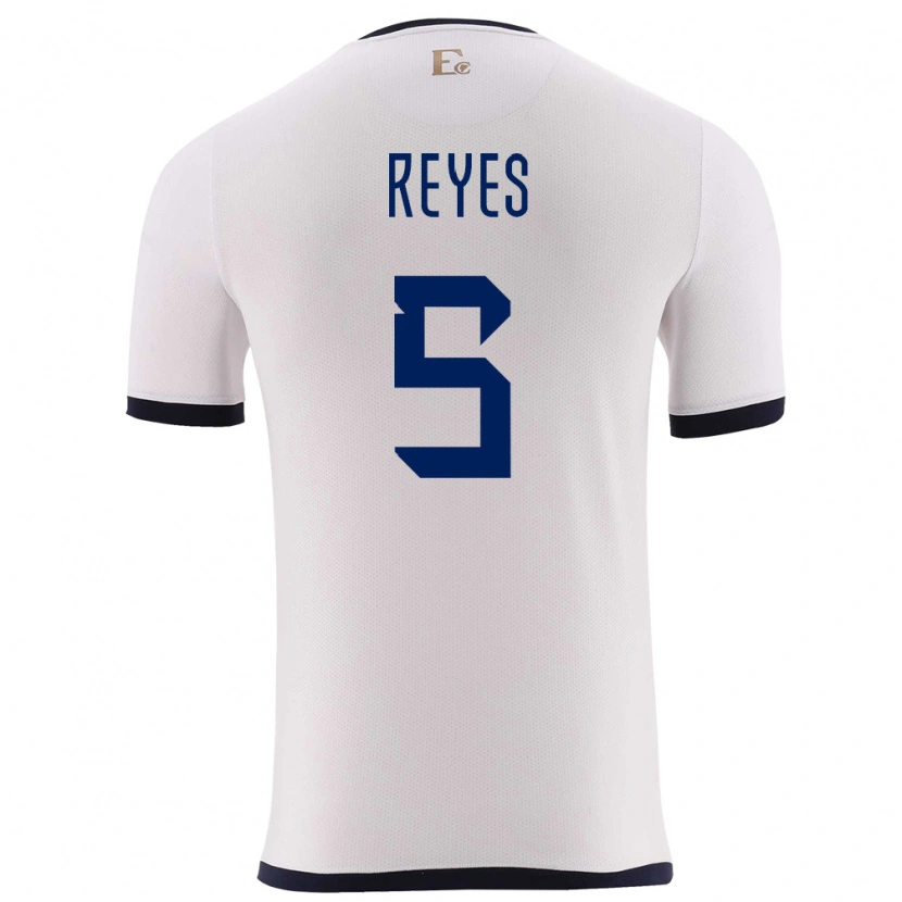 Danxen Mujer Camiseta Ecuador Jairo Reyes #5 Blanco 2ª Equipación 24-26 La Camisa