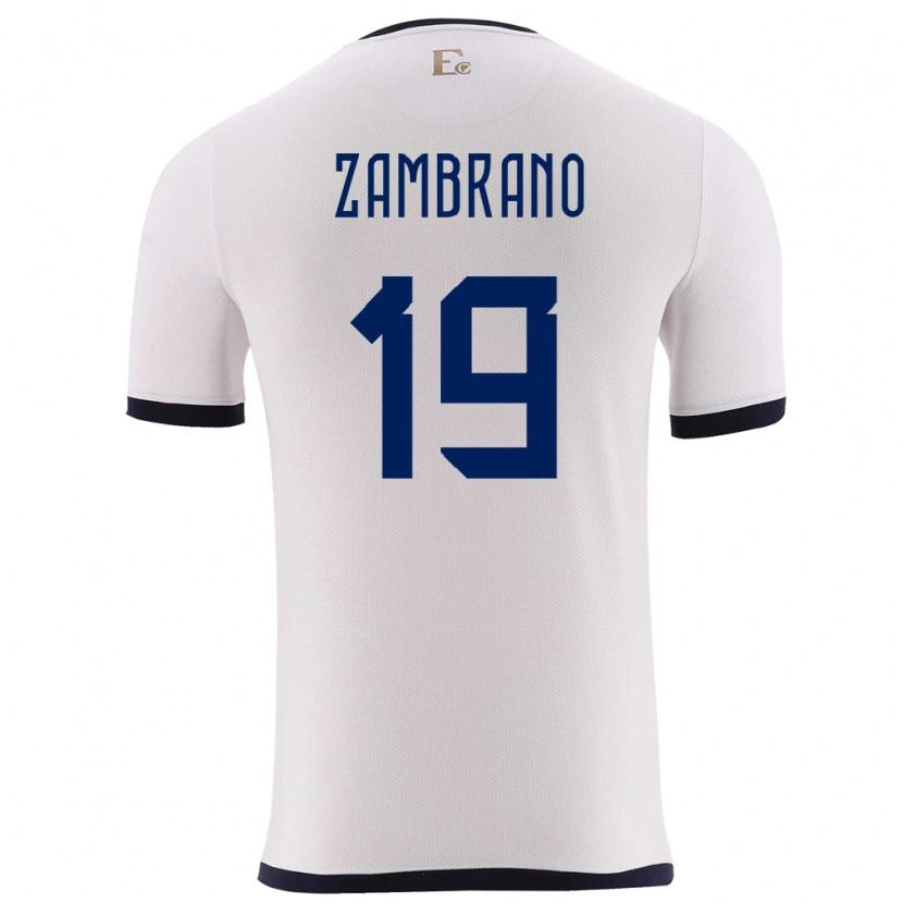 Danxen Mujer Camiseta Ecuador Cristhoper Zambrano #19 Blanco 2ª Equipación 24-26 La Camisa