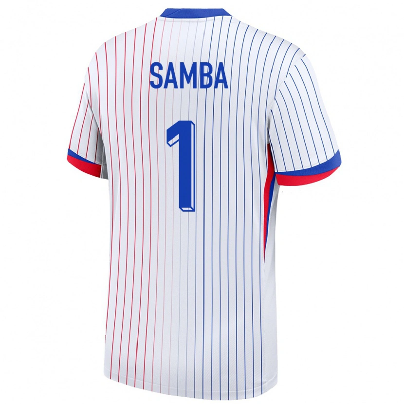 Danxen Mujer Camiseta Francia Brice Samba #1 Blanco 2ª Equipación 24-26 La Camisa