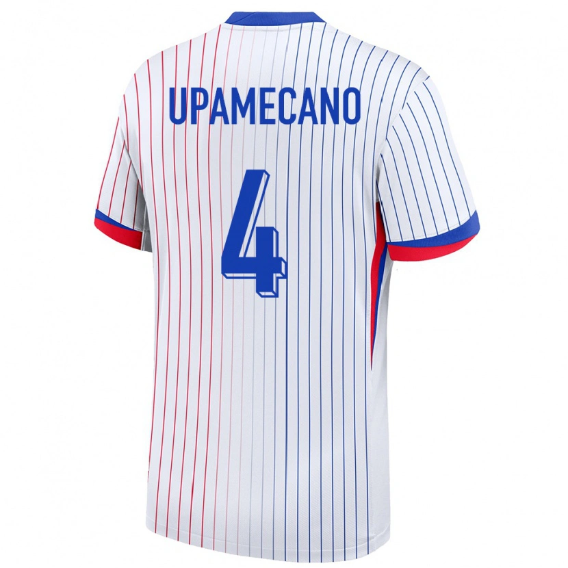 Danxen Mujer Camiseta Francia Dayot Upamecano #4 Blanco 2ª Equipación 24-26 La Camisa