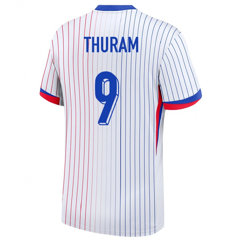 Danxen Mujer Camiseta Francia Marcus Thuram #9 Blanco 2ª Equipación 24-26 La Camisa