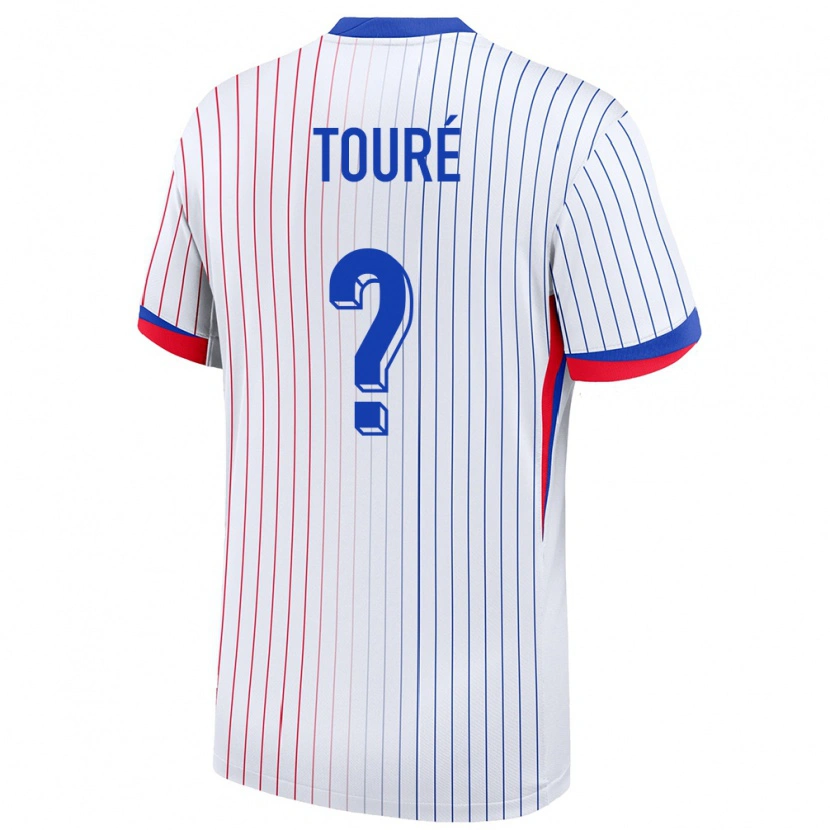 Danxen Mujer Camiseta Francia Ousmane Touré #0 Blanco 2ª Equipación 24-26 La Camisa