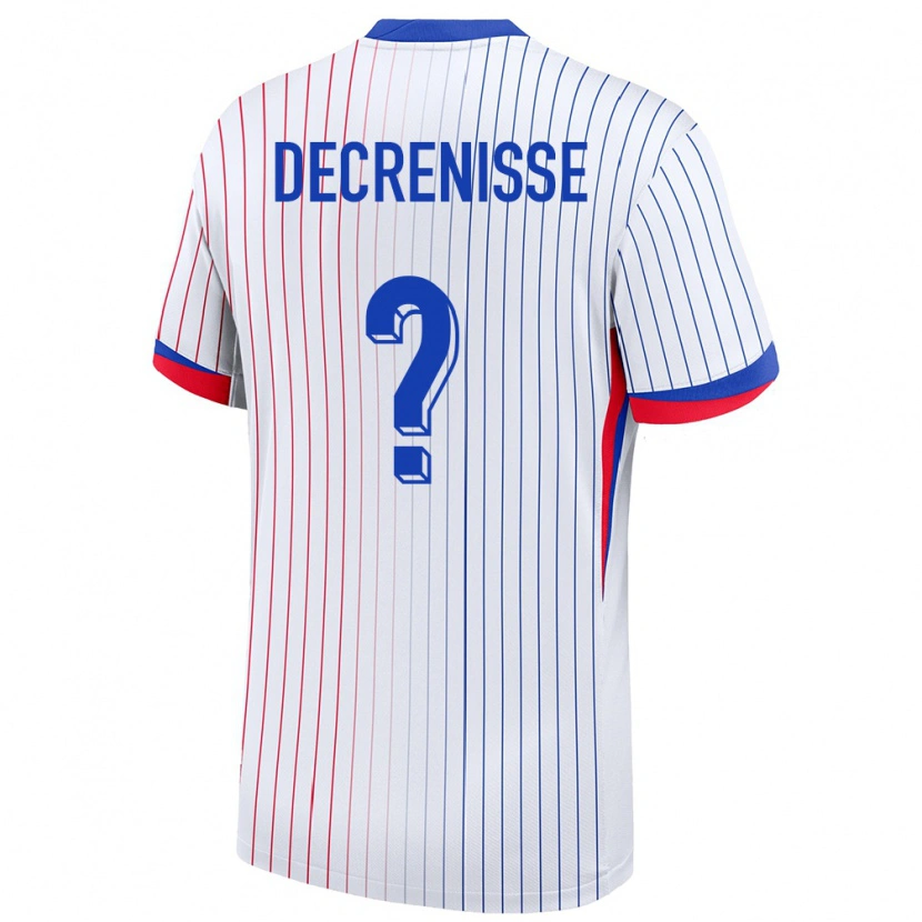 Danxen Mujer Camiseta Francia Axel Decrenisse #0 Blanco 2ª Equipación 24-26 La Camisa