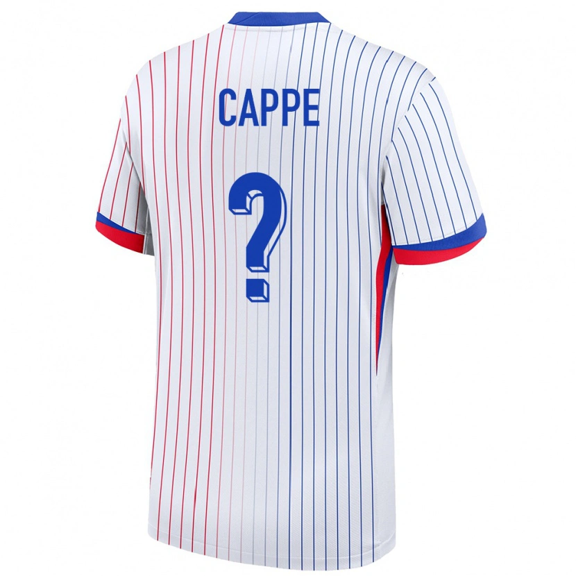 Danxen Mujer Camiseta Francia Djibril Cappe #0 Blanco 2ª Equipación 24-26 La Camisa