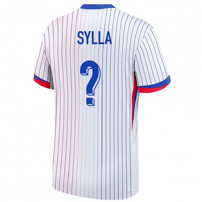 Danxen Mujer Camiseta Francia Mohamed Sylla #0 Blanco 2ª Equipación 24-26 La Camisa