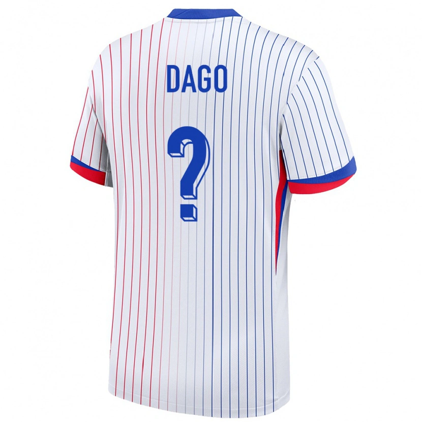 Danxen Mujer Camiseta Francia Joshua Dago #0 Blanco 2ª Equipación 24-26 La Camisa