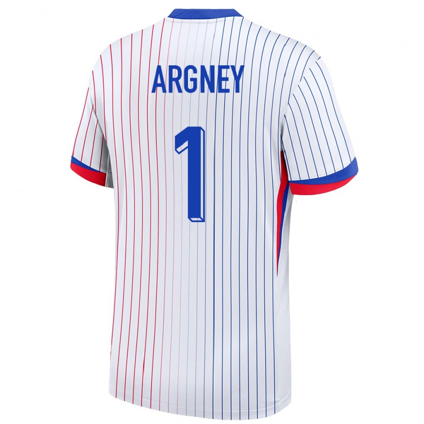 Danxen Mujer Camiseta Francia Paul Argney #1 Blanco 2ª Equipación 24-26 La Camisa