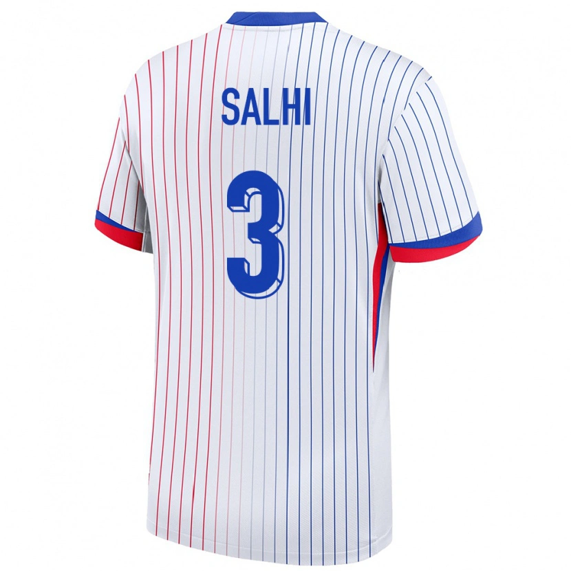 Danxen Mujer Camiseta Francia Iliesse Salhi #3 Blanco 2ª Equipación 24-26 La Camisa