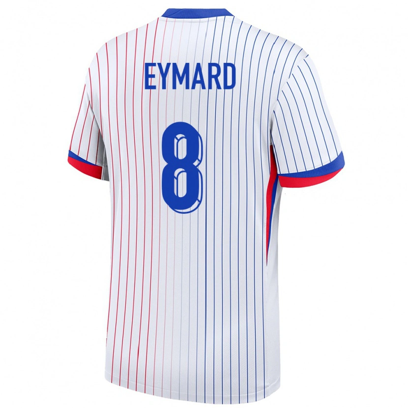 Danxen Mujer Camiseta Francia Paul Eymard #8 Blanco 2ª Equipación 24-26 La Camisa