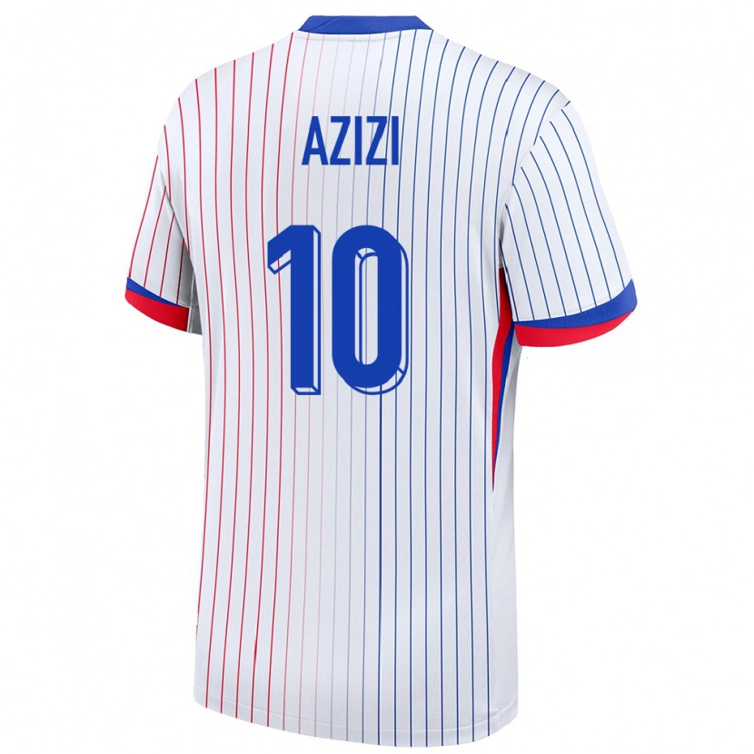 Danxen Mujer Camiseta Francia Ilyas Azizi #10 Blanco 2ª Equipación 24-26 La Camisa