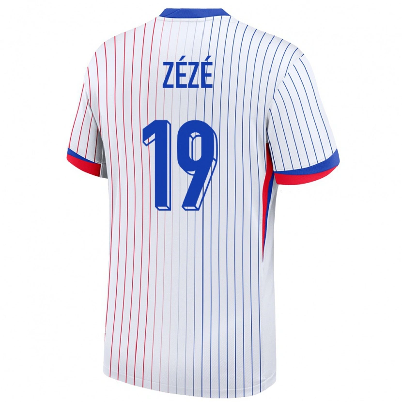 Danxen Mujer Camiseta Francia Nathan Zézé #19 Blanco 2ª Equipación 24-26 La Camisa