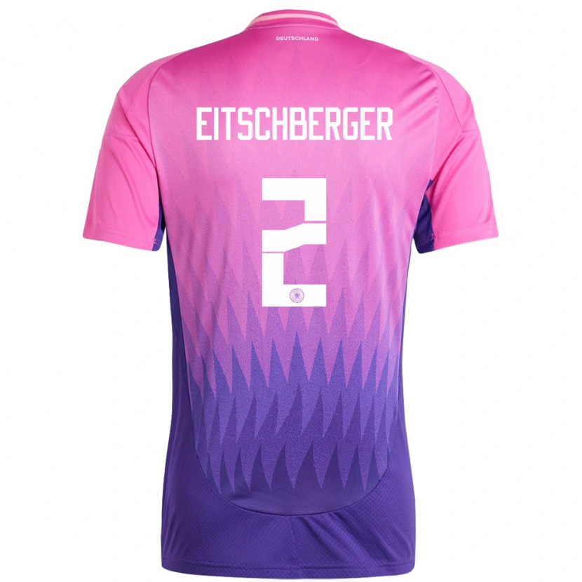 Danxen Mujer Camiseta Alemania Julian Eitschberger #2 Rosado Morado 2ª Equipación 24-26 La Camisa