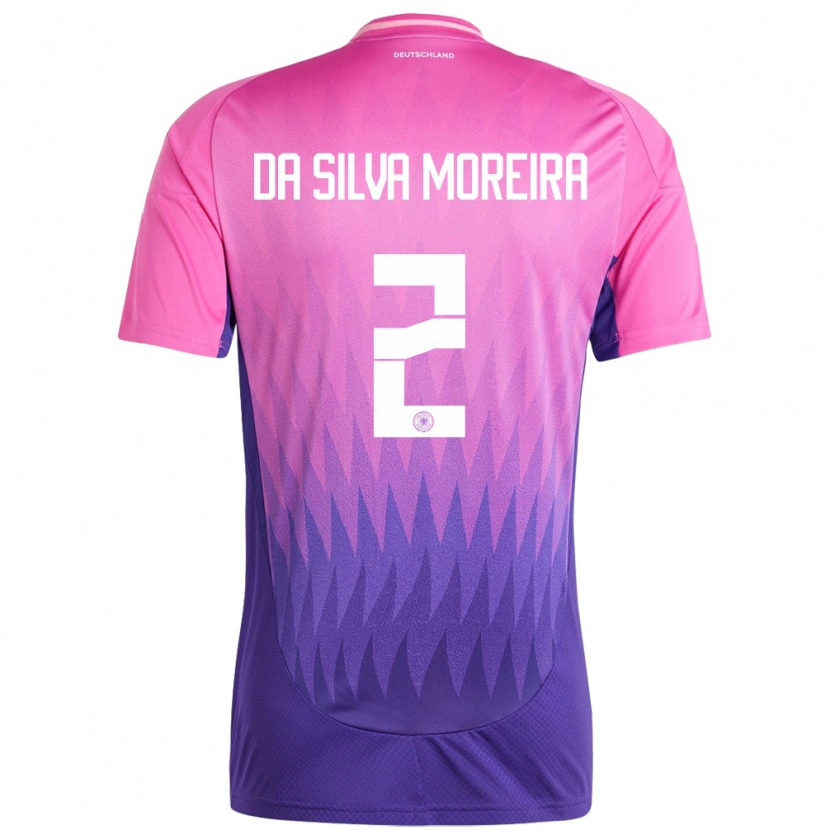 Danxen Mujer Camiseta Alemania Eric Da Silva Moreira #2 Rosado Morado 2ª Equipación 24-26 La Camisa