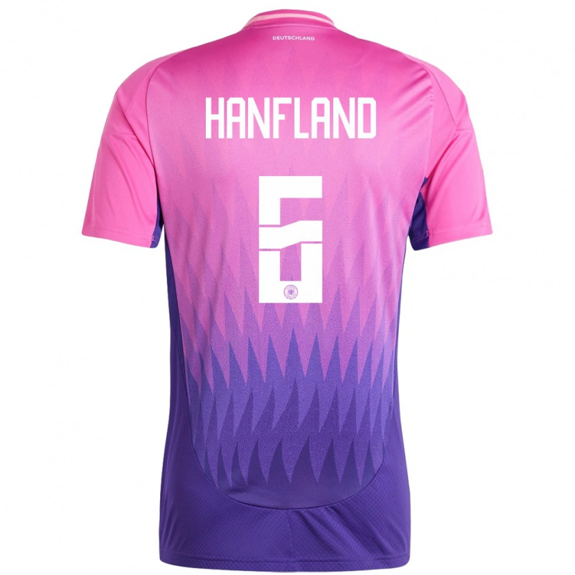 Danxen Mujer Camiseta Alemania Paul Hanfland #6 Rosado Morado 2ª Equipación 24-26 La Camisa