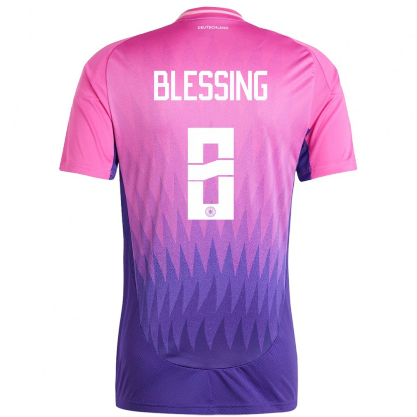 Danxen Mujer Camiseta Alemania Èlisée Blessing #8 Rosado Morado 2ª Equipación 24-26 La Camisa