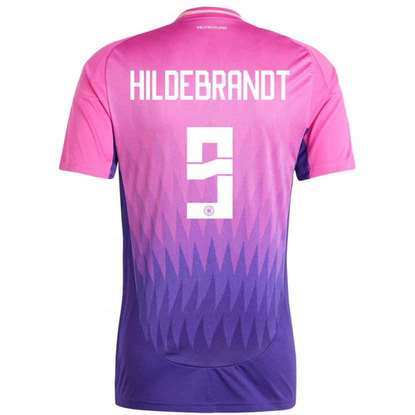 Danxen Mujer Camiseta Alemania Niklas Hildebrandt #9 Rosado Morado 2ª Equipación 24-26 La Camisa