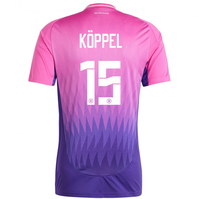 Danxen Mujer Camiseta Alemania Domenic Köppel #15 Rosado Morado 2ª Equipación 24-26 La Camisa