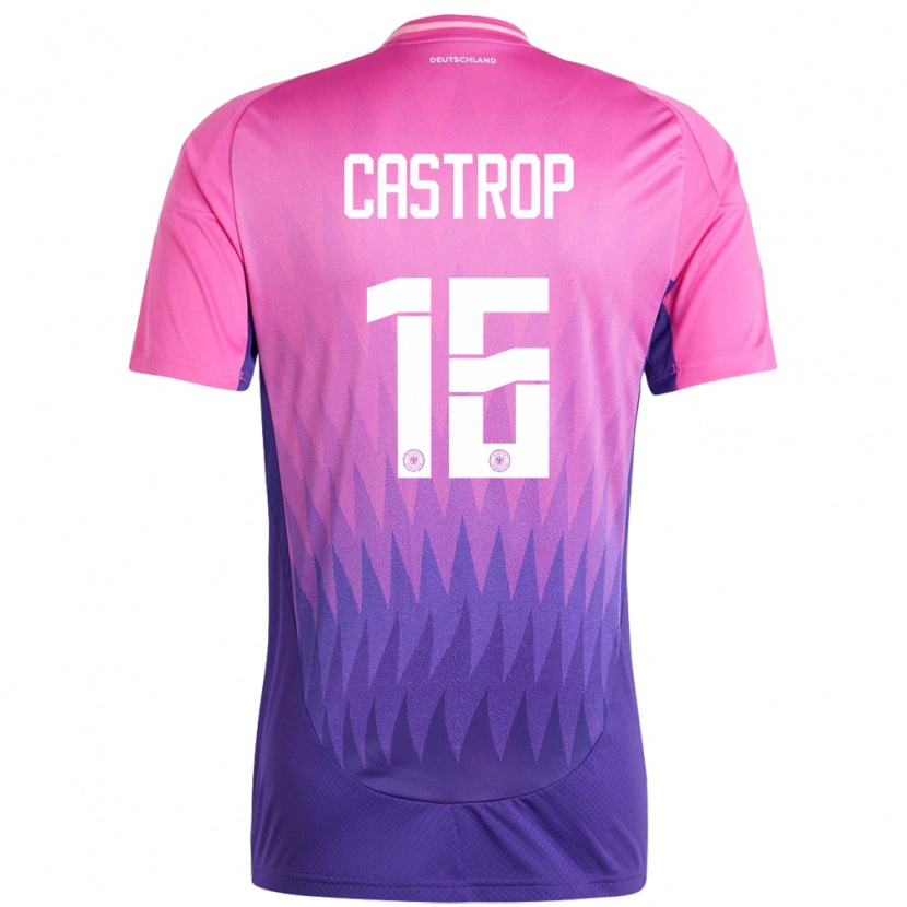 Danxen Mujer Camiseta Alemania Jens Castrop #16 Rosado Morado 2ª Equipación 24-26 La Camisa