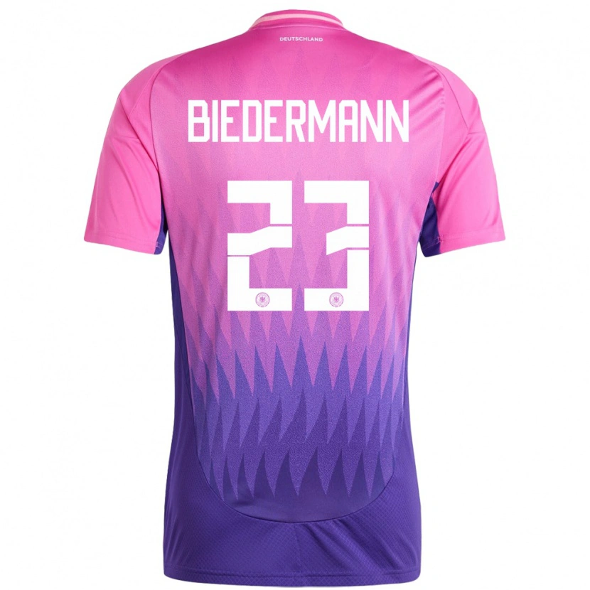 Danxen Mujer Camiseta Alemania Nico Biedermann #23 Rosado Morado 2ª Equipación 24-26 La Camisa
