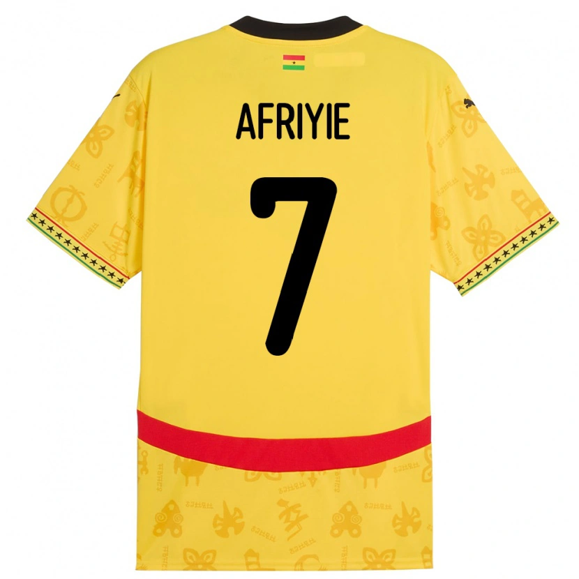 Danxen Mujer Camiseta Ghana Jerry Afriyie #7 Amarillo 2ª Equipación 24-26 La Camisa