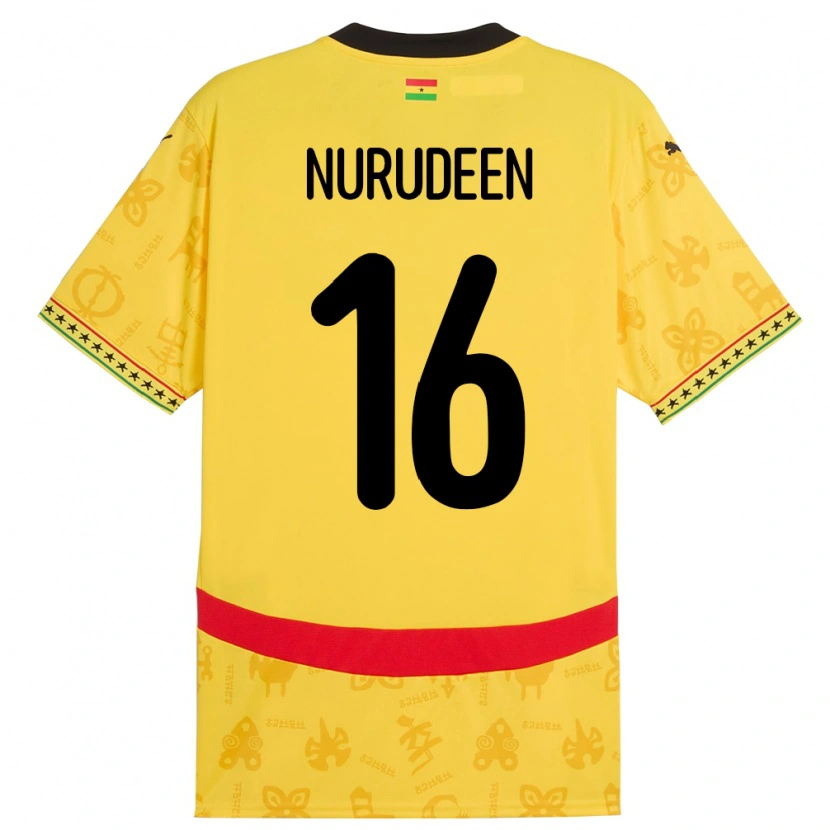 Danxen Mujer Camiseta Ghana Abdul Nurudeen #16 Amarillo 2ª Equipación 24-26 La Camisa