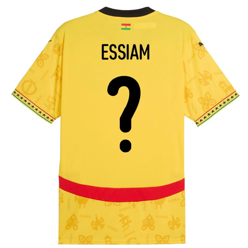 Danxen Mujer Camiseta Ghana Emmanuel Essiam #0 Amarillo 2ª Equipación 24-26 La Camisa