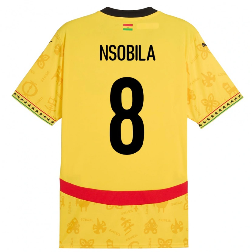 Danxen Mujer Camiseta Ghana Dominic Nsobila #8 Amarillo 2ª Equipación 24-26 La Camisa