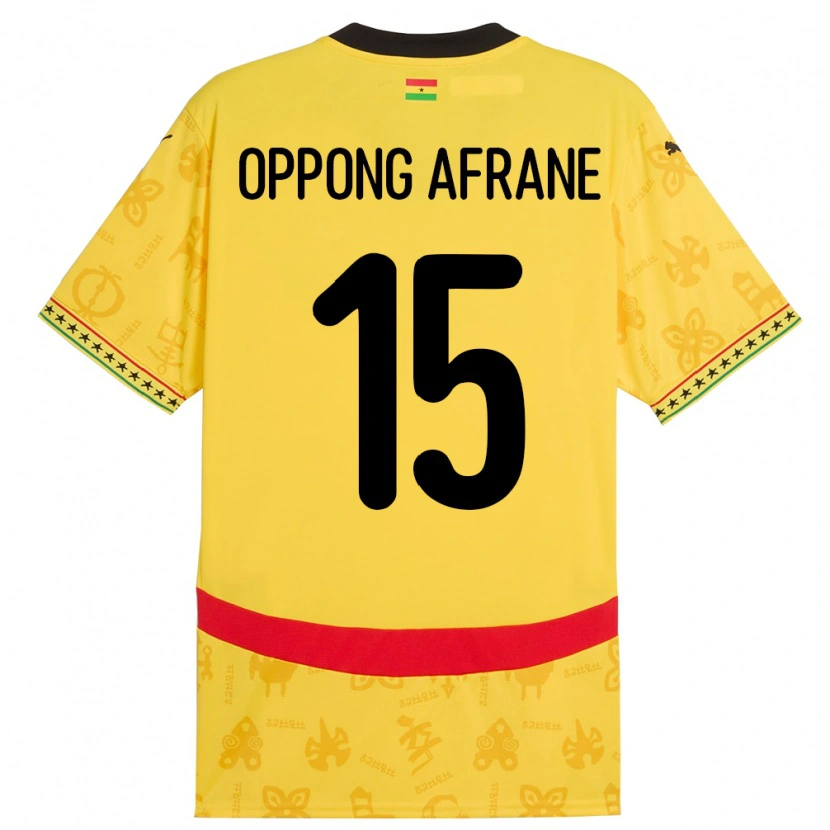 Danxen Mujer Camiseta Ghana David Oppong Afrane #15 Amarillo 2ª Equipación 24-26 La Camisa