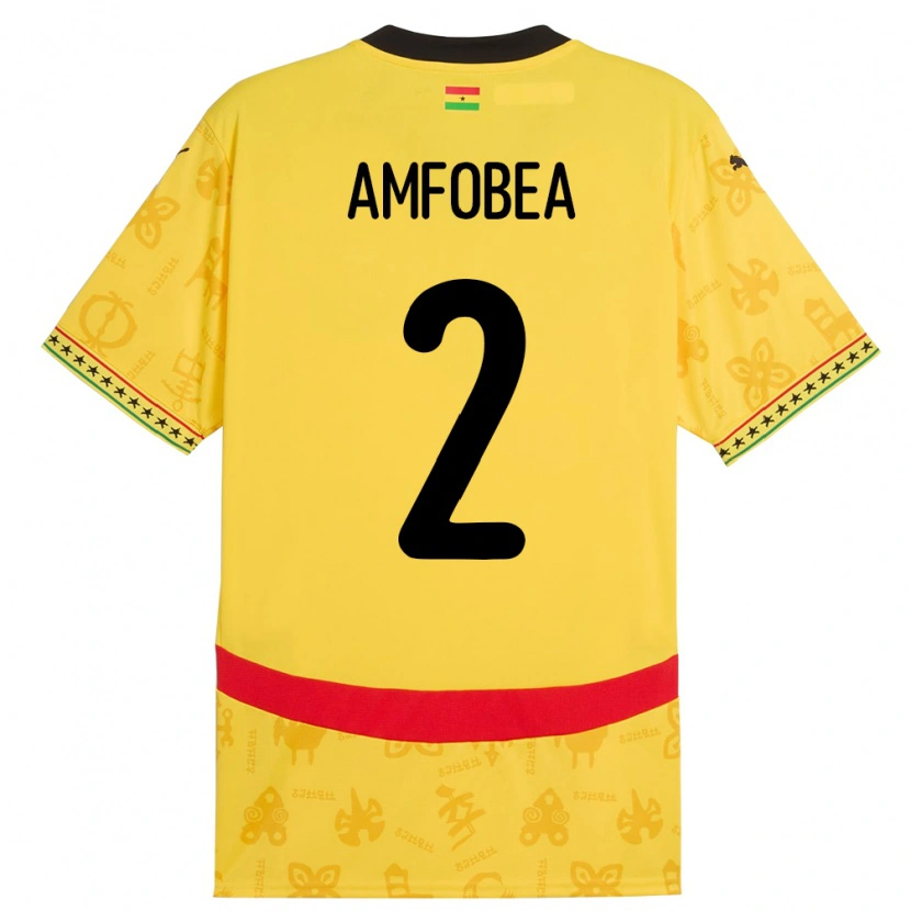 Danxen Mujer Camiseta Ghana Gladys Amfobea #2 Amarillo 2ª Equipación 24-26 La Camisa