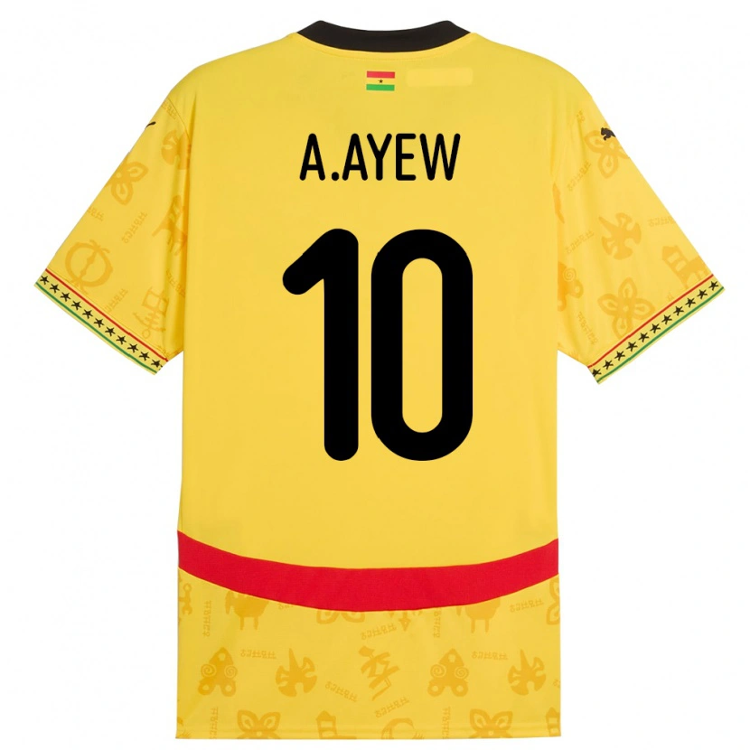 Danxen Mujer Camiseta Ghana Andre Ayew #10 Amarillo 2ª Equipación 24-26 La Camisa