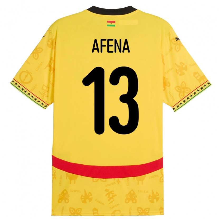Danxen Mujer Camiseta Ghana Felix Afena-Gyan #13 Amarillo 2ª Equipación 24-26 La Camisa