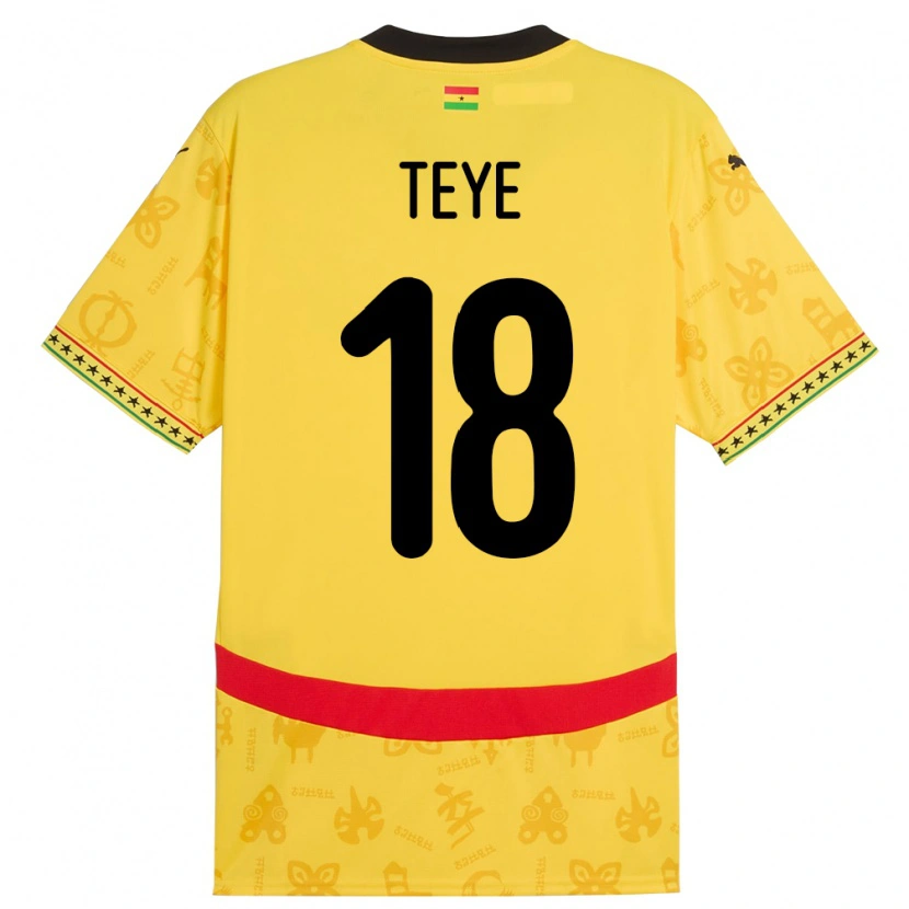 Danxen Mujer Camiseta Ghana Suzzy Teye #18 Amarillo 2ª Equipación 24-26 La Camisa