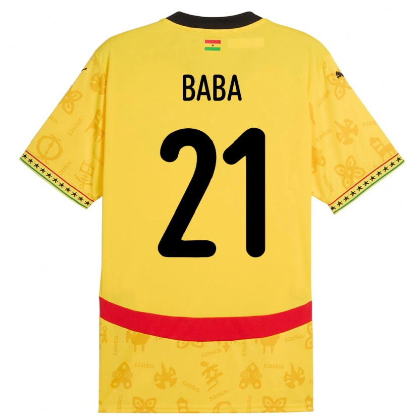 Danxen Mujer Camiseta Ghana Iddrisu Baba #21 Amarillo 2ª Equipación 24-26 La Camisa
