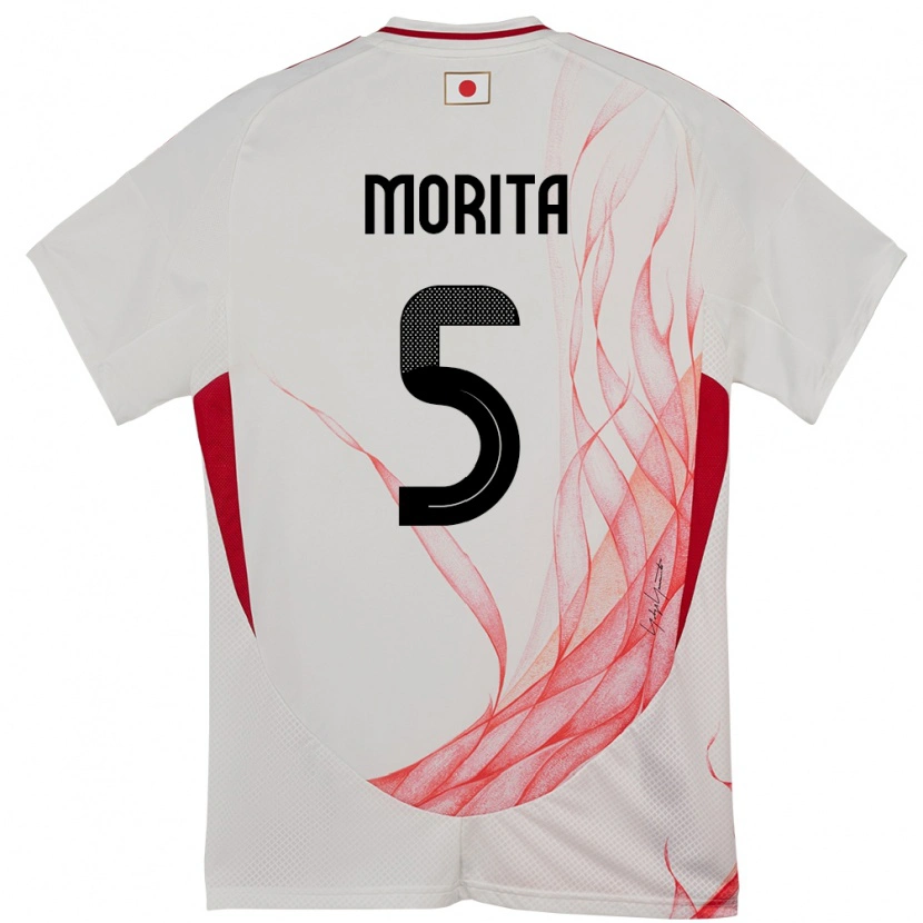 Danxen Mujer Camiseta Japón Hidemasa Morita #5 Blanco 2ª Equipación 24-26 La Camisa