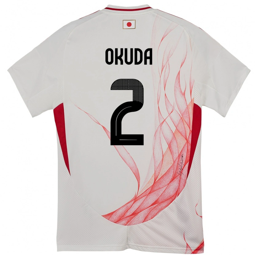 Danxen Mujer Camiseta Japón Hayato Okuda #2 Blanco 2ª Equipación 24-26 La Camisa