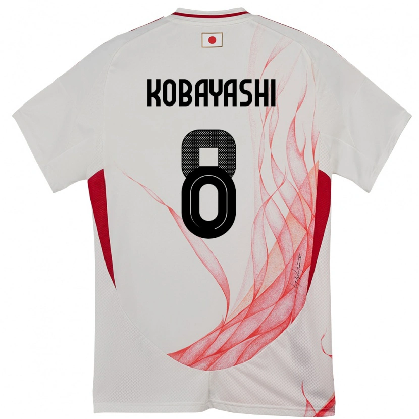 Danxen Mujer Camiseta Japón Shimon Kobayashi #8 Blanco 2ª Equipación 24-26 La Camisa