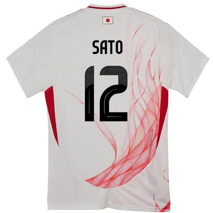 Danxen Mujer Camiseta Japón Rikuto Sato #12 Blanco 2ª Equipación 24-26 La Camisa