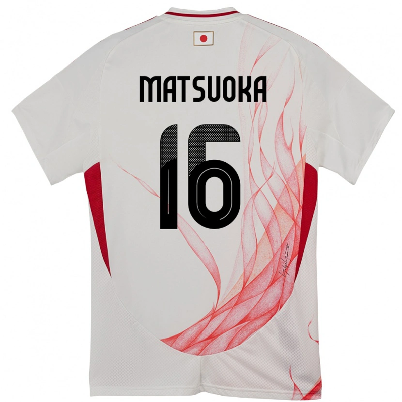 Danxen Mujer Camiseta Japón Daiki Matsuoka #16 Blanco 2ª Equipación 24-26 La Camisa