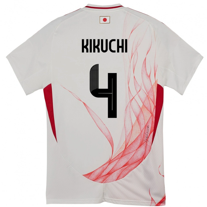 Danxen Mujer Camiseta Japón Shuta Kikuchi #4 Blanco 2ª Equipación 24-26 La Camisa