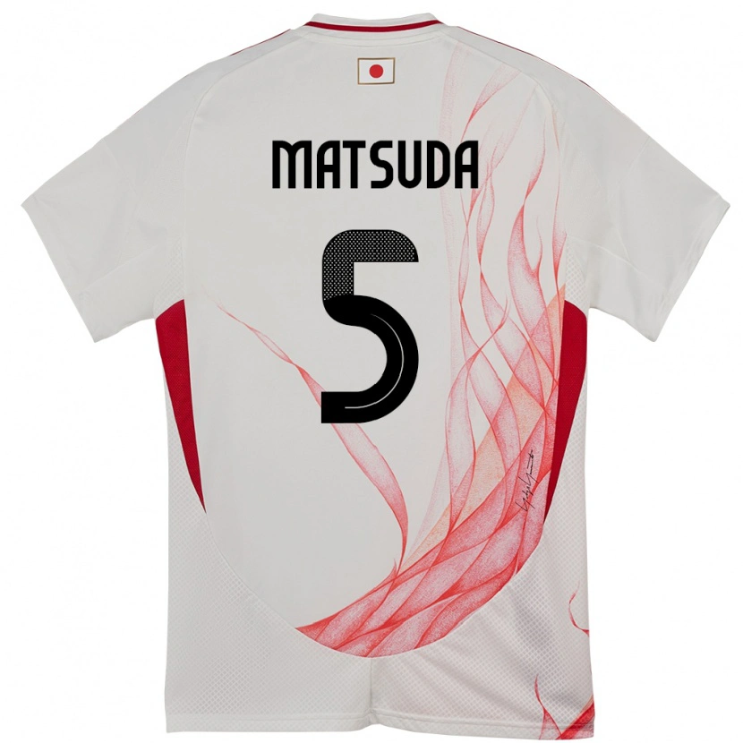 Danxen Mujer Camiseta Japón Hayate Matsuda #5 Blanco 2ª Equipación 24-26 La Camisa