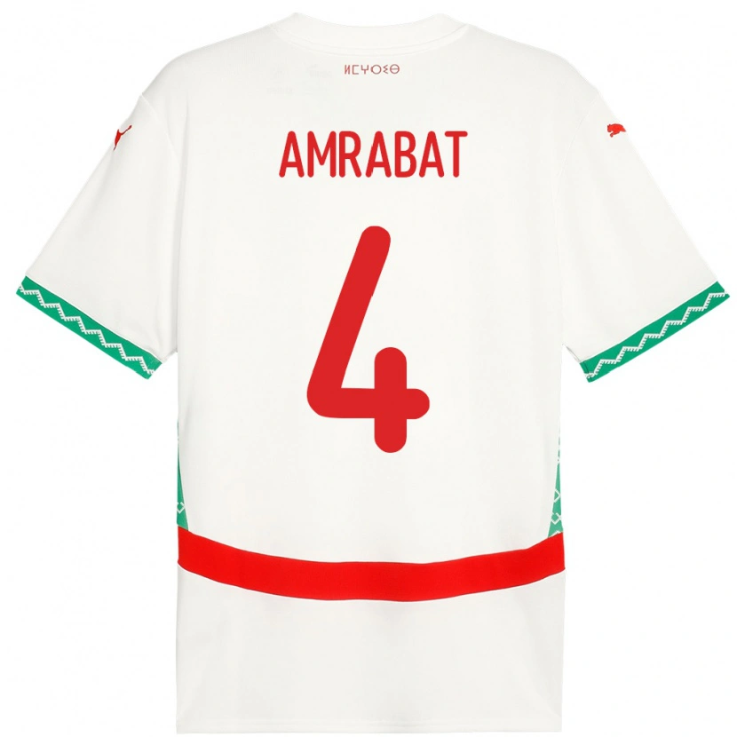Danxen Mujer Camiseta Marruecos Sofyan Amrabat #4 Blanco 2ª Equipación 24-26 La Camisa