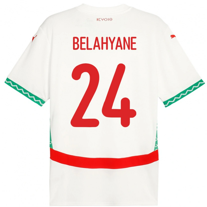 Danxen Mujer Camiseta Marruecos Reda Belahyane #24 Blanco 2ª Equipación 24-26 La Camisa
