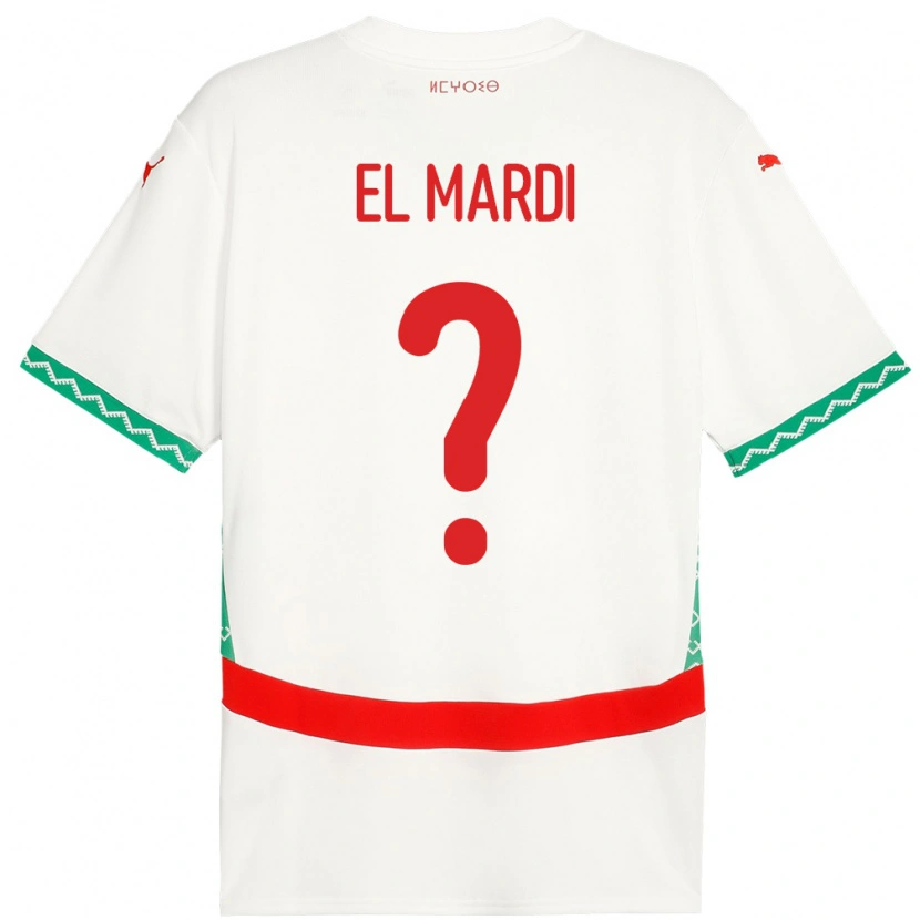Danxen Mujer Camiseta Marruecos Ziyad El Mardi #0 Blanco 2ª Equipación 24-26 La Camisa