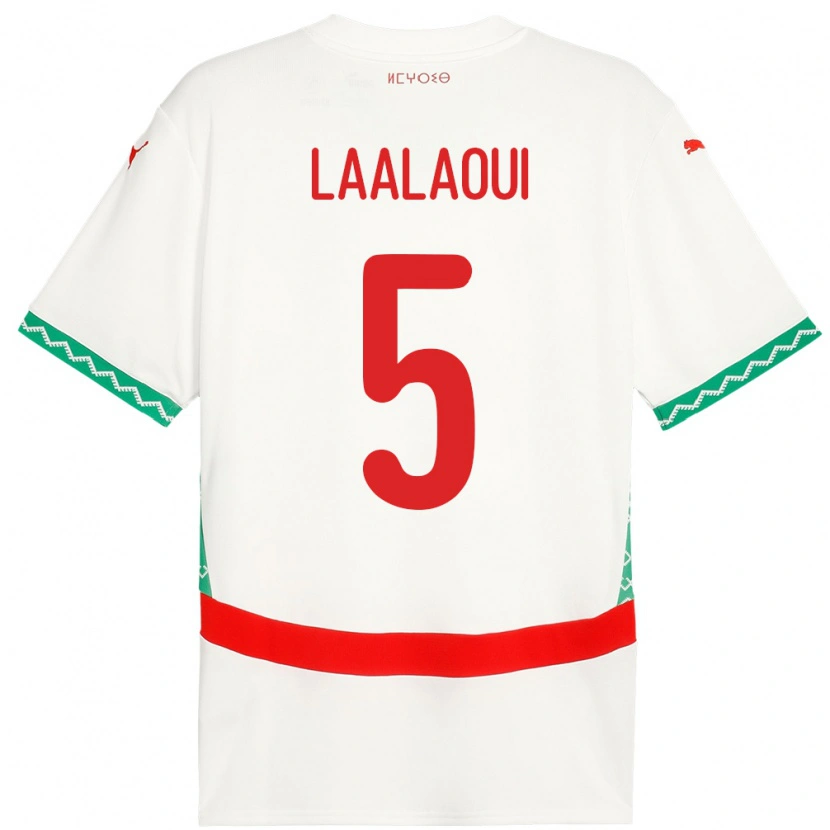 Danxen Mujer Camiseta Marruecos Reda Laalaoui #5 Blanco 2ª Equipación 24-26 La Camisa