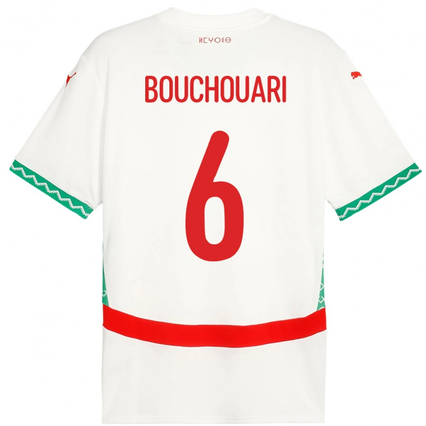 Danxen Mujer Camiseta Marruecos Benjamin Bouchouari #6 Blanco 2ª Equipación 24-26 La Camisa